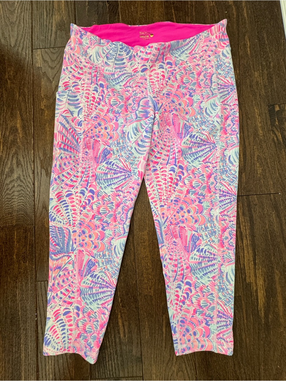New Lilly Pulitzer Sz XXL Luxletic 24" Weekender Midi Leggings Raz Berry Sea You